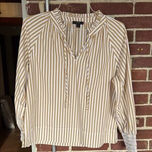 J. Crew striped smocked-cuff popover 100% cotton top.